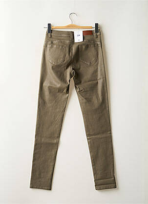 Pantalon slim tissage enduit taille haute vert C'EST BEAU LA VIE femme
