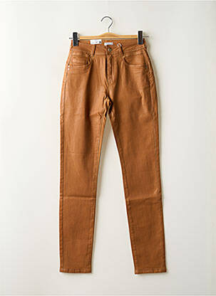Pantalon slim taille haute taille haute marron C'EST BEAU LA VIE femme