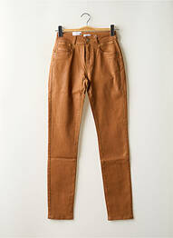 Pantalon slim tissage enduit taille haute marron C'EST BEAU LA VIE femme