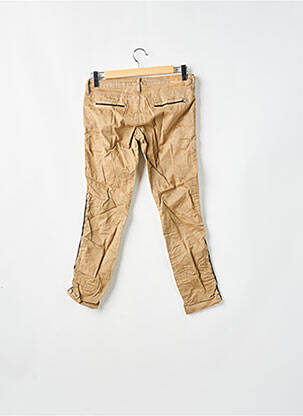 Pantalon chino broderie galons latéraux taille basse marron PLEASE femme
