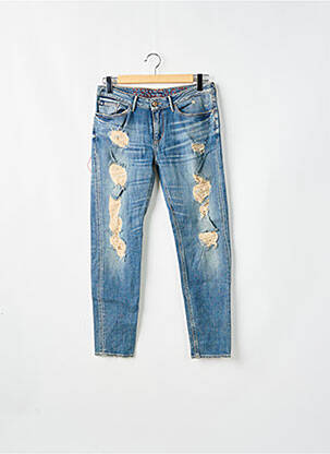 Jeans coupe slim effet usé délavé taille basse bleu LE TEMPS DES CERISES femme