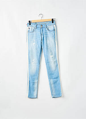 Jeans coupe slim effet usé délavé taille normale bleu LE TEMPS DES CERISES femme