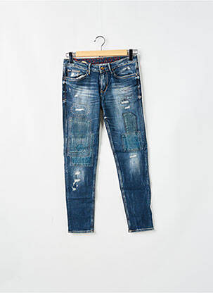 Jeans coupe slim effet usé délavé taille normale bleu LE TEMPS DES CERISES femme