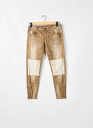 Jeans coupe slim effet usé délavé taille normale marron LE TEMPS DES CERISES femme