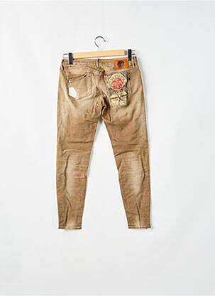 Jeans coupe slim effet usé délavé taille normale marron LE TEMPS DES CERISES femme