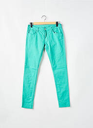 Pantalon slim tissage popeline vert LE TEMPS DES CERISES femme