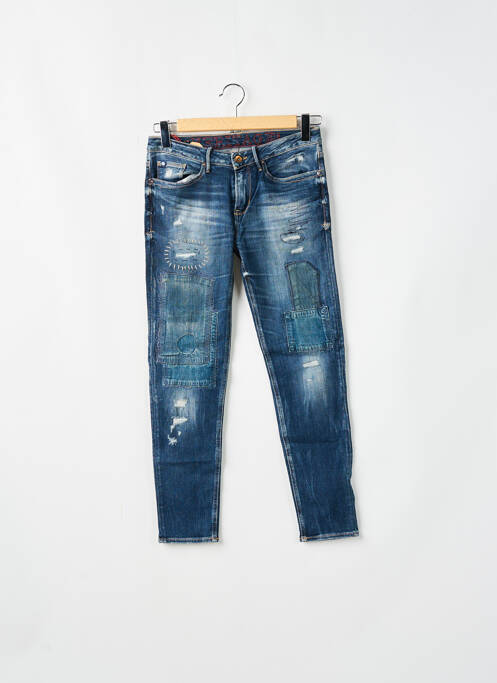 Jeans coupe slim effet usé délavé taille normale bleu LE TEMPS DES CERISES femme