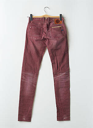 Jeans skinny effet usé délavé taille basse rouge LE TEMPS DES CERISES femme