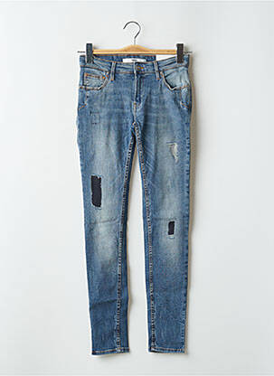 Jeans skinny effet usé délavé taille normale bleu REIKO femme