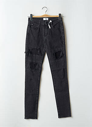 Jeans coupe slim effet usé délavé taille normale noir LE TEMPS DES CERISES femme