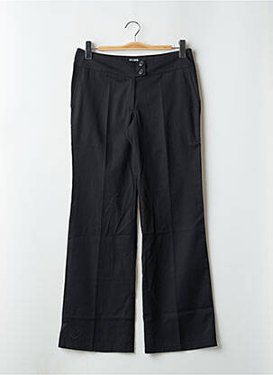 Pantalon droit fermeture zippée sous rabat boutonné taille basse noir TIM BARGEOT femme