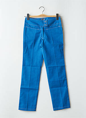 Pantalon 7/8 fermeture zippée sous rabat boutonné taille normale bleu TIM BARGEOT femme