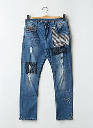 Jeans coupe slim effet usé délavé taille basse bleu DESIGUAL femme