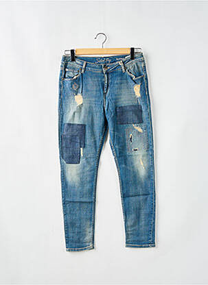 Jeans coupe slim effet usé délavé taille normale bleu SCHOOL RAG femme