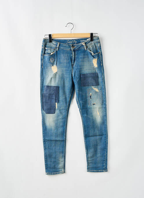 Jeans coupe slim effet usé délavé taille normale bleu SCHOOL RAG femme