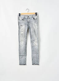 Jeans coupe slim effet usé délavé taille basse gris KAPORAL femme