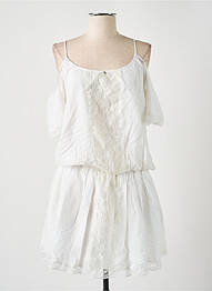 Robe mi-longue col rond fines bretelles blanc GUESS femme