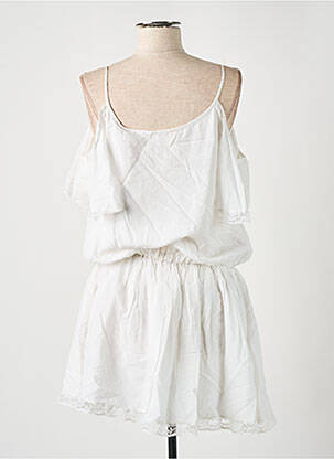 Robe mi-longue col rond fines bretelles blanc GUESS femme