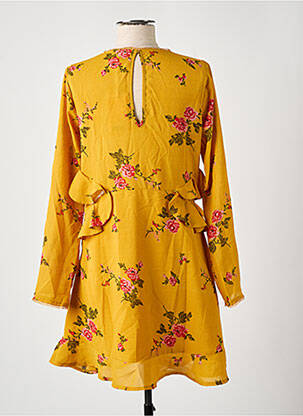 Robe courte coupe évasée manches longues jaune GRACE & MILA femme