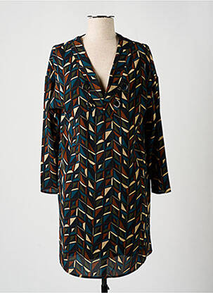 Robe courte coupe fluide manches longues noir LA FEE MARABOUTEE femme