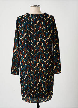 Robe courte coupe fluide manches longues noir LA FEE MARABOUTEE femme
