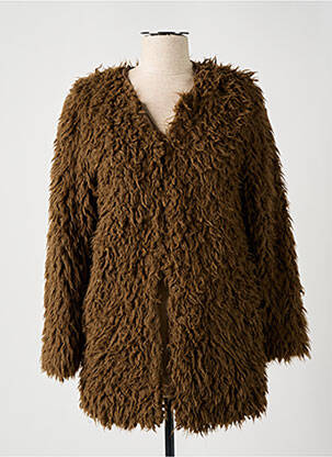 Manteau long coupe droite sans capuche vert ICHI femme