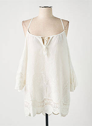 Tunique manches longues col rond blanc EMA BLUE'S femme