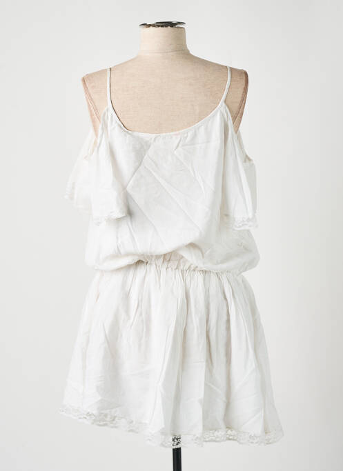 Robe mi-longue col rond fines bretelles blanc GUESS femme