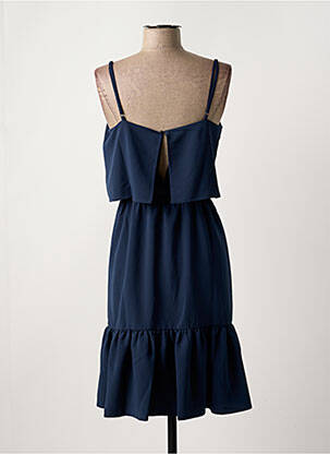 Robe mi-longue tissage crêpe fines bretelles bleu ICHI femme