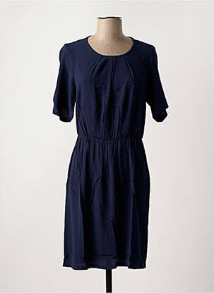 Robe mi-longue tissage crêpe manches courtes bleu MINIMUM femme