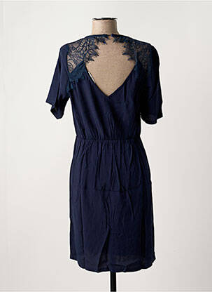 Robe mi-longue tissage crêpe manches courtes bleu MINIMUM femme