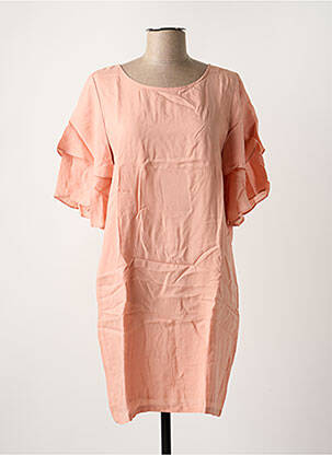 Robe mi-longue coupe fluide manches courtes rose MINIMUM femme