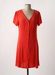 Robe mi-longue manches courtes manches courtes rouge ICHI femme