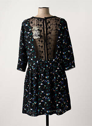 Robe mi-longue imprimé fleurs manches longues noir ORFÉO PARIS femme