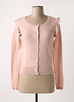 Gilet manches longues col rond rose TEDDY SMITH femme
