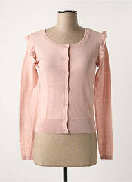 Gilet manches longues resserrée sur le bas rose TEDDY SMITH femme