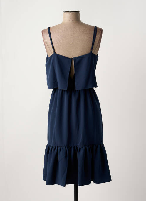 Robe mi-longue tissage crêpe fines bretelles bleu ICHI femme