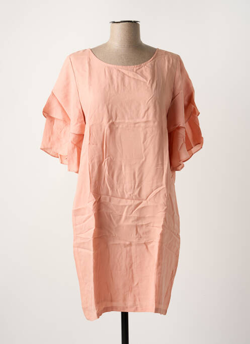Robe mi-longue coupe fluide manches courtes rose MINIMUM femme