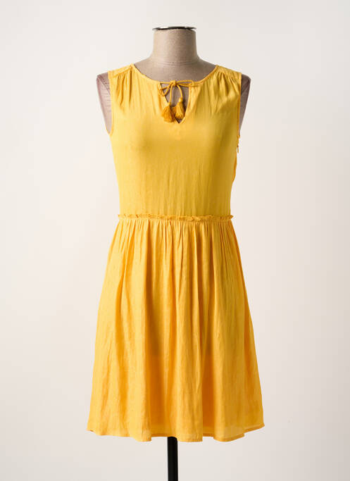 Robe courte coupe évasée sans manche jaune LE TEMPS DES CERISES femme