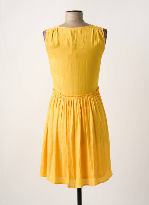 Robe courte coupe évasée sans manche jaune LE TEMPS DES CERISES femme
