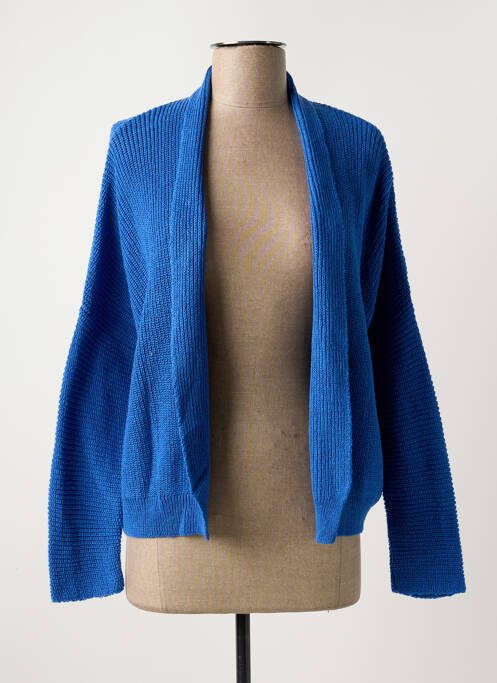 Gilet manches longues resserrée sur le bas bleu LA FEE MARABOUTEE femme