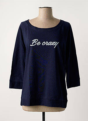 Sweat-shirt maille semi-opaque manches 3/4 bleu BREIZH ANGEL femme