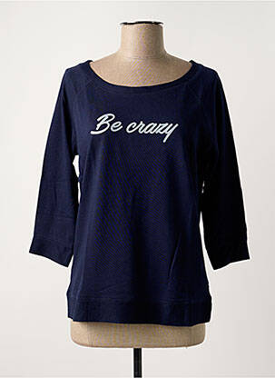 Sweat-shirt maille semi-opaque manches 3/4 bleu BREIZH ANGEL femme