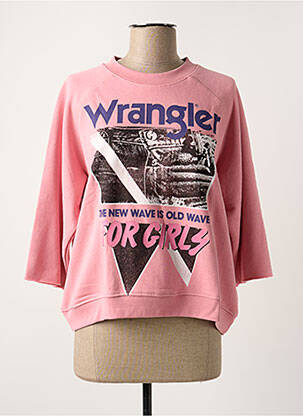 Pull resserrée sur le bas manches 3/4 rose WRANGLER femme