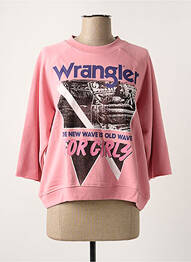 Pull col rond manches 3/4 rose WRANGLER femme