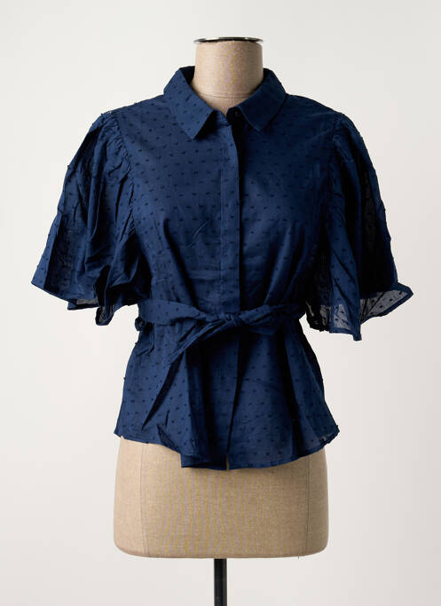 Chemisier manches courtes manches courtes bleu TEDDY SMITH femme