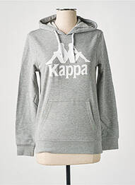 Sweat-shirt à capuche col v manches longues gris KAPPA femme