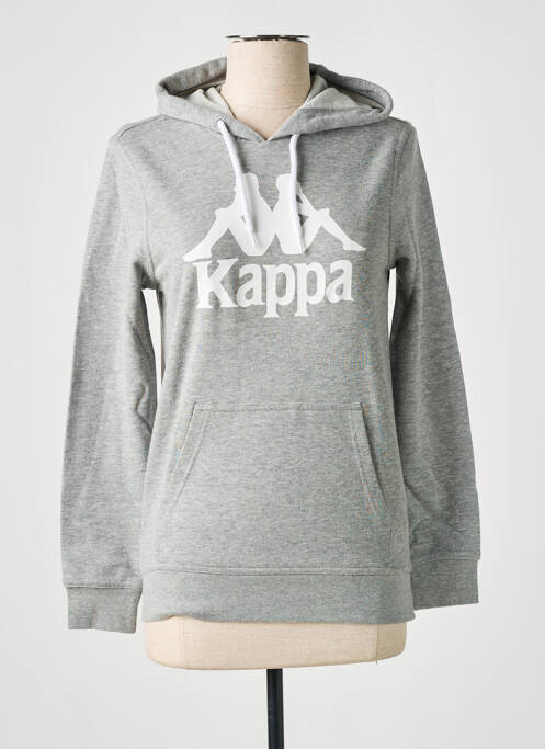 Sweat-shirt à capuche col v manches longues gris KAPPA femme