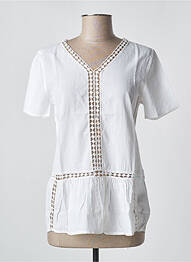 Blouse manches courtes manches courtes blanc ICHI femme