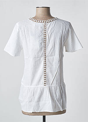 Blouse tissage popeline manches courtes blanc ICHI femme